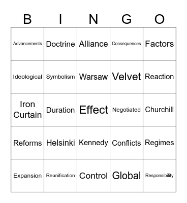 IGCSE KQ #4 Bingo Card