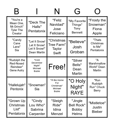 Winter Holiday Bingo! Bingo Card