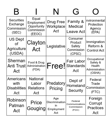 Marketing Essentials Ch 6.1 Bingo Card