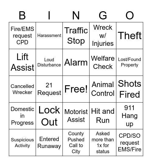 Dispatch Bingo Card