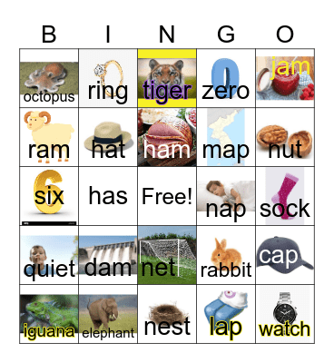 Smart Phonics 2 - Unit 1 Bingo Card