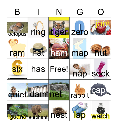 Smart Phonics 2 - Unit 1 Bingo Card