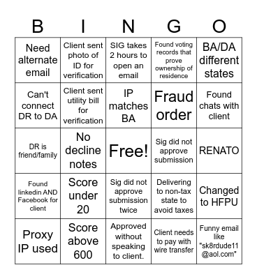 SIG Bingo Card