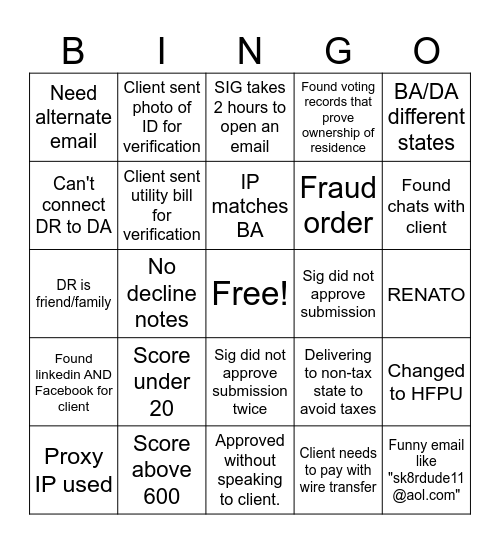 SIG Bingo Card