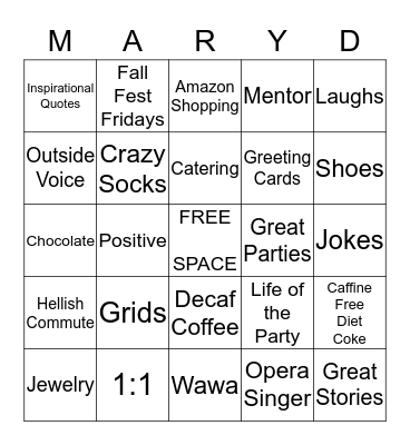 Mary Bingo!! Bingo Card