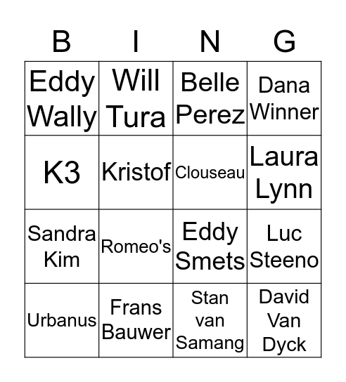 Muziekbingo Card