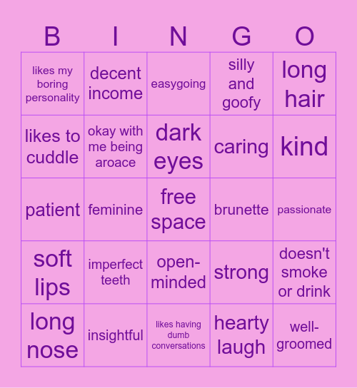Are You My Type? (♂️) Bingo Card