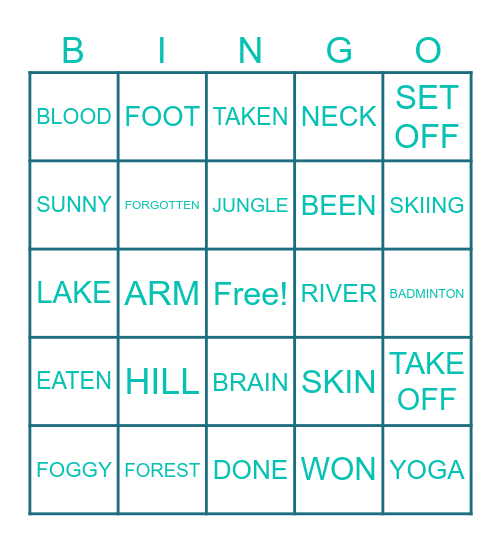 VOCABULARY Bingo Card