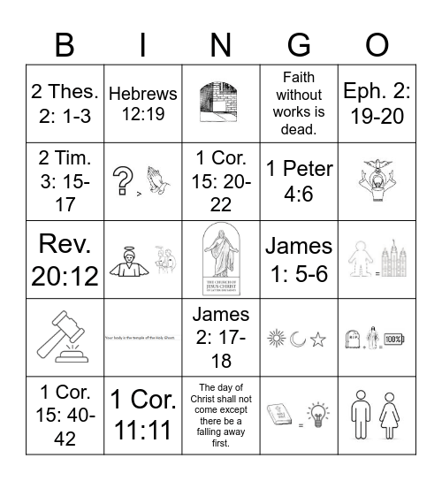 New Testament Doctrinal Mastery Bingo Card