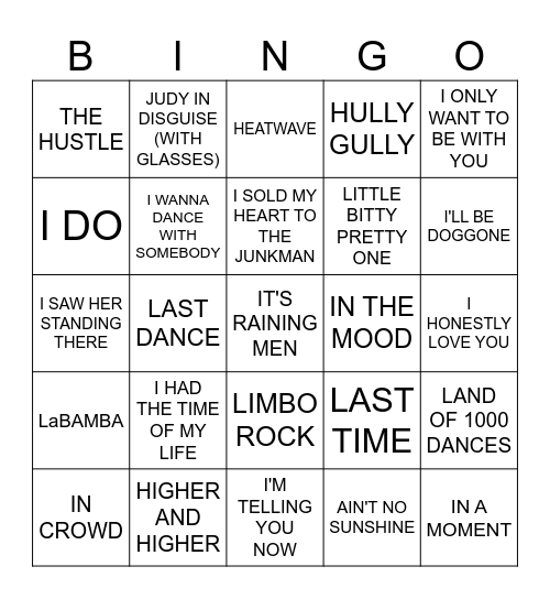 Music Bingo 38 - Keep Dancin' Bingo Card