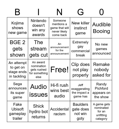 The Jeffy Awards! Bingo Card