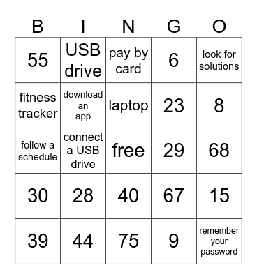 Number Bingo 1-75 Bingo Card