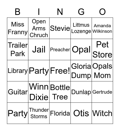 Winn Dixie Bingo Card