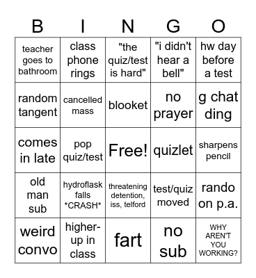 cchs cougars bingo #1 Bingo Card
