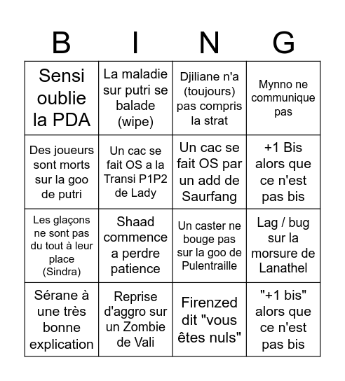 BINGO UNSKILLED Bingo Card