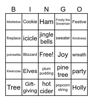 Holiday Bingo Card