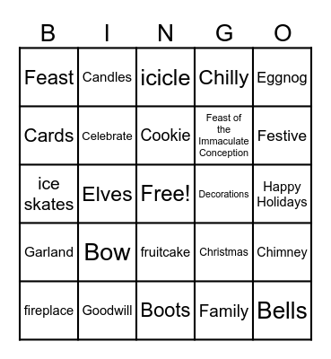 Holiday Bingo Card