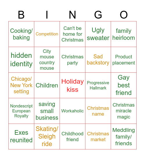 ❄️Hallmark Movie Christmas❄️ Bingo Card