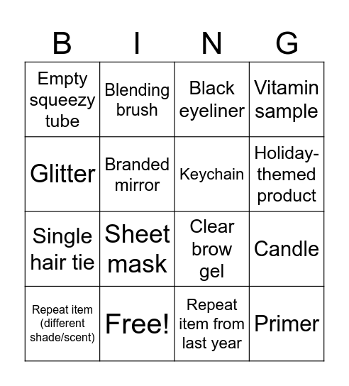 Advent Calendar Bingo Card