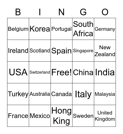 Country Calls Bingo Card