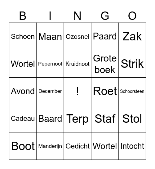 Sinterklaas bingo Card