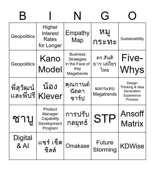 Special Session “แชร์ เช็ค ชิลล์” Bingo Card