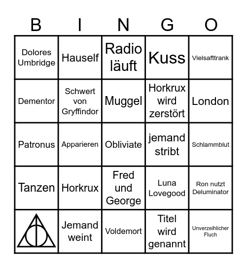 Harry Potter und die Heiligtümer des Todes Teil 1 Bingo Card