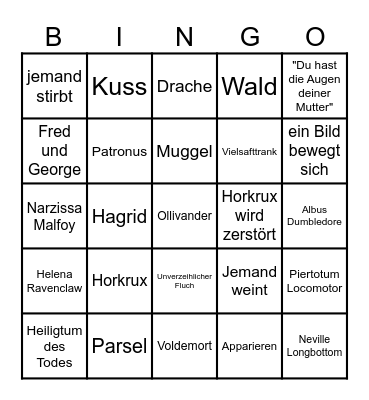 Harry Potter und die Heiligtümer des Todes Teil 2 Bingo Card