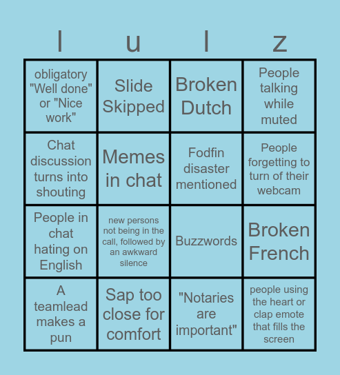 Infosession Bingo Card