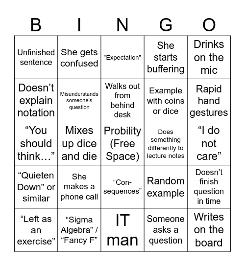 Deblingo Bingo Card