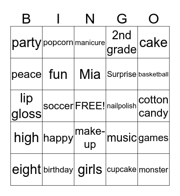 Birthday Bingo Card