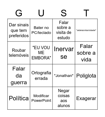 Bingo do agustinho Bingo Card