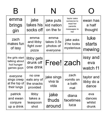 Christmas Party Bingo Card