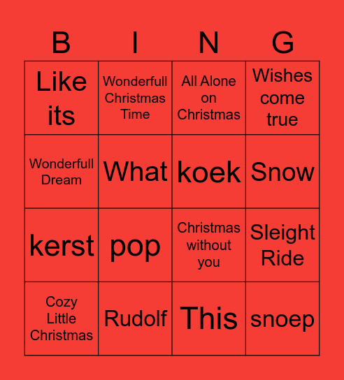 Kerst bingo Card