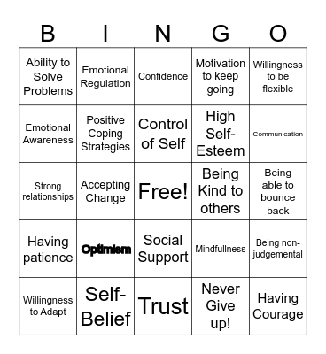 Be Resilient! Bingo Card