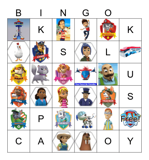 PAW PATROL BINGO Card