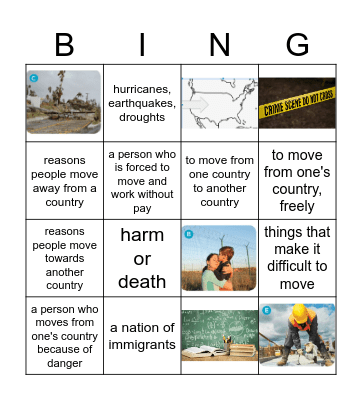 Unit 5 Vocabulary- Immigration Bingo Card
