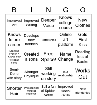 Self Bingo Card