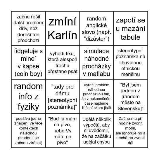 Pravděpodobnostní metody s Antochem Bingo Card