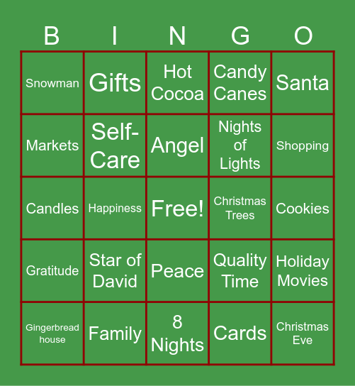 Holiday Bingo Card