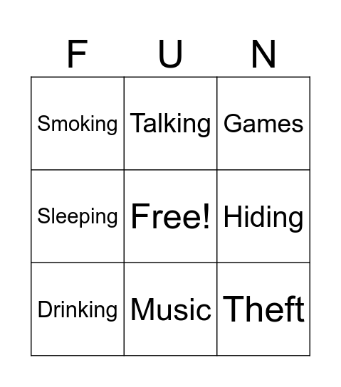 Types of Rebellion Bingo Card