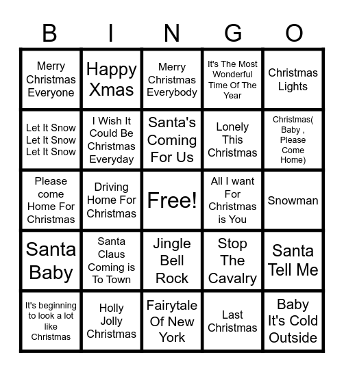 Christmas Music Bingo Part 1 Bingo Card