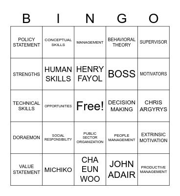 BSHM 3A - Year End Party Bingo Card