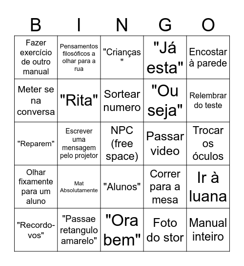 CARLOS Bingo Card