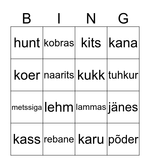 loomad Bingo Card