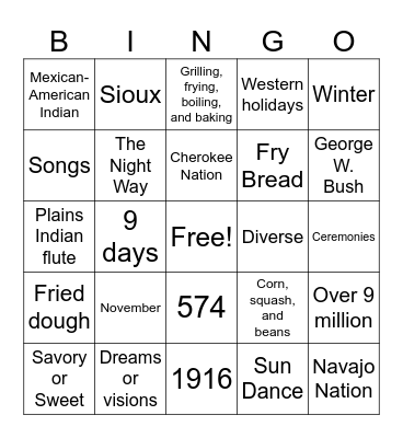 𝒩𝒶𝓉𝒾𝓋𝑒 𝒜𝓂𝑒𝓇𝒾𝒸𝒶𝓃 𝐻𝑒𝓇𝒾𝓉𝒶𝑔𝑒 Bingo Card