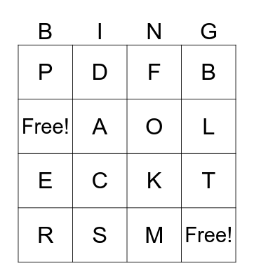 Letter Sounds Bingo Card