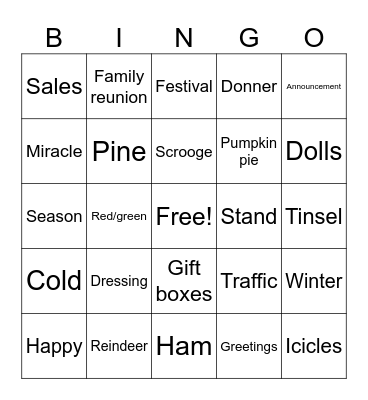 Happy Holidays! Bingo Card