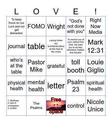 She's Got Issues Bingo Card