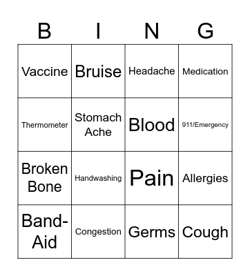 Family Literacy Bingo Card